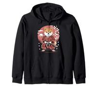 Shiba Inu Samurai Japan Cherry Blossom Warrior Zip Hoodie