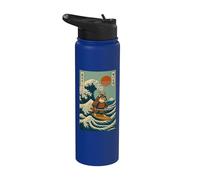 Shiba Inu Samurai Surfing Japanese Wave Stainless Steel Insulated Water Bottle