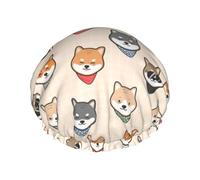Shiba Inu Shiba Inu Pattern,Shower Cap Nightcap Double Layer Waterproof Elastic Bath Cap Reusable Hair Cap