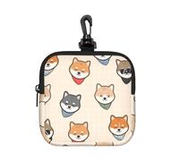 Shiba Inu Shiba Inu Pattern, Square Zipper Storage Bag, Neoprene Coin Purse, Small Wallets, Change Pouch, Change Purse