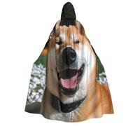 Shiba Inu Smile Tongue Out Adults Hooded Cloak Halloween Cloak Long Hood Robe Cape Cosplay Costume