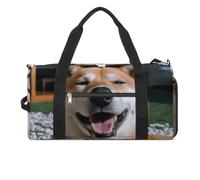 Shiba Inu Smile Tongue Out Gym Bag for Men Women Water Resistant Duffle Bag Travel Lightweight Bag for Travel Sports, white, One Size