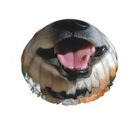Shiba Inu Smile Tongue Out Shower Caps for Women Reusable Waterproof Shower Cap with Elastic Strap Bath Hair Hat Double Layers Thick Bath Caps for Spa Salon Travel