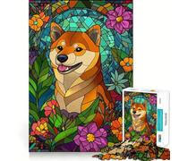 Shiba Inu Stained Glass 1000 Pieces Jigsaw Puzzles for Adults Think Smart Toy Quiet Fun Accurate Cut 50x75cm