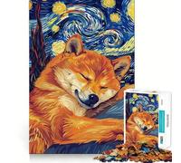 Shiba Inu Starry Night Parody Art 1000 Piece Jigsaw Puzzle for Teenagers Recall Upgrade Calm Mind Clear Cut Art Collectible 38x26cm