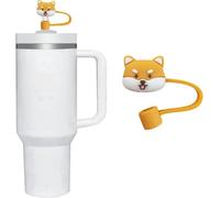 Shiba Inu Straw Cover for Stanley 40&30 Oz Cup, Cute Silicone Straw Covers Cap for Stanley Cup Accessories, Cute Straw Topper for Tumblers, Straw Cap Stopper for Reusable Straws Tip Lids