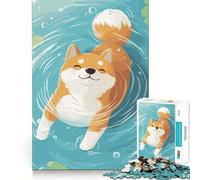 Shiba Inu Swimming 1000 Piece Jigsaw Puzzles for Adults Memory Boost Family Joy Pattern Assembly Santa Wish Pick 38x26cm