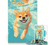Shiba Inu Swimming Underwater 1000 Piece Jigsaws for Teenagers Mind Exercise Toy Mental Relax Design Assembly Santa Wish List 38x52cm