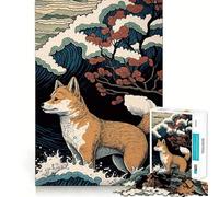 Shiba Inu Ukiyo E Japan 1000 Piece Jigsaw Puzzles for Adults Jigsaw Think Toy Calm Relax Clean Cut Wall Art Decor 38x52cm