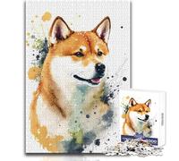 Shiba Inu Watercolor 1000 Piece Jigsaw Puzzle for Teenagers Interactive Logical Thinking Game Ideal Memorable Occasion Gift Size 38x26cm