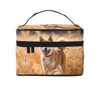 Shiba Inu Women's Large Capacity Makeup Bag, Portable Travel Makeup Bag, (9x6.5x6.2 inches) Girls Large Makeup Bag Storage Bag