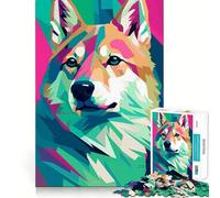 Shiba Inu Wpap Colorful Jigsaw Puzzles for Teenagers 1000 Pieces Mind Puzzle Peaceful Fun Art Assembly Lovely Gift 38x26cm