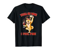 Shiba Inu Yoga or Wine I Feel Fine - DIGOR Funny Value Graphic T-Shirt