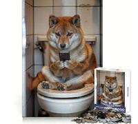 Shiba Phone Addicted 1000 Pieces Jigsaws Adults Puzzles Gifts Mind Skill Toy Quiet Fun Design Assembly 38x26cm