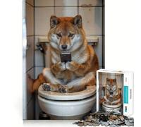 Shiba Phone Addicted 1000 Pieces Jigsaws Adults Puzzles Gifts Mind Skill Toy Quiet Fun Design Assembly 38x26cm