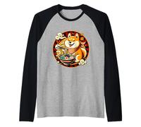 Shiba Ramen Bowl Japanese Love Noodles Cute Dog Inu Kawaii Raglan Baseball Tee