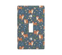 Shiba Single Light Switch Cover Plate, Playful Nature Flowers Clovers None Blue Plastic Standard Size Decorative Wall Plates for New Apartment Home Bedroom Office Decor (Single)