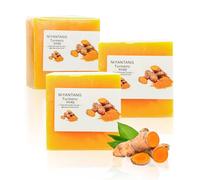 Shibarcle - 3 Turmeric Soap Sticks Natural Face Body Soap Turmeric Soap Handmade Coconut Oil C