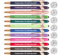 SHIBASHAN Up to 480 Pcs Personalised Writing Pens in Bulk, Custom Metallic Printed Name Pens with Black Ink, Customised Writing Pens in Bulk with Stylus - Great Gift Ideas (Gold 12 Colours)
