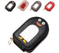 Shibeikadi Cute Penguins Pu Credit Card Coin Wallet, Fashion Penguin Themed Leather Zipper Wallet, Mini Cartoon Penguins Small Card Holde Wallet Gift for Women Girls (Black)