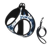 Shibori No Pull Dog Harness and Leash Set, Cute Reflective Adjustable Vest for Small Dogs,Breathable Mesh Puppy Harness for Walking Hiking,Medium