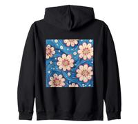 Shibori Style Floating Flowers Zip Hoodie