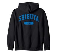 Shibuya Tokyo Japan Minimalist Collegiate Lettering Zip Hoodie