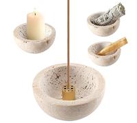 SHICANGSHIYE Incense Holder for Sticks and Cones - Handcrafted Limestone Incense Burner and Ash Catcher, Modern Stone Holder for Aromatherapy, Meditation, and Japanese Incense
