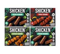 SHICKEN Kebabs Box with 1 x SHICKEN Tikka Kebabs, 1 x SHICKEN Karahi Kebabs & 2 x SHICKEN Seekh Kebabs (240g each) | Plant Based BBQ Ready Meals | Chef Made Vegan Chicken Kebabs | Just Add Sundries!