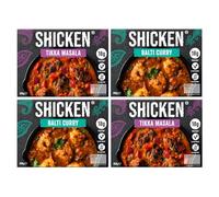SHICKEN Medium Curry Box with 2 x SHICKEN Tikka Masala Curry & 2 x SHICKEN Balti Curry (350g each) | Plant Based Indian Ready Meals for Two | Chef Made Vegan Curry | Just Add Sundries!