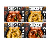 SHICKEN Mild Curry Box with 2 x SHICKEN Butter Curry & 2 x SHICKEN Korma Curry (350g each) | Plant Based Indian Ready Meals for Two | Chef Made Vegan Curry | Just Add Sundries!