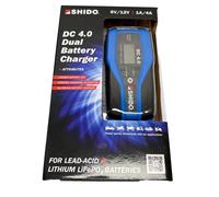 Shido DC4.0 Dual Battery Charger for Lithium, Lead Acid Motorcycle and Car Batteries with Digital Display- 6/12v - 4amp