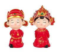 SHIDOW Chinese Traditional Wedding Figures Statue, Wishes Couple Statue, Cake Topper Cake Decoration, Wedding Couple Figurine for Valentines Day Gift (1 Pair, Red)