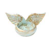 SHIDXIB 1Pcs Angel Wings Candle Holder Green Angel Wings Tealight Candle Holders Resin Votive Candle Holder Prayer Candle Holder Memorial Gifts for Family Desktop Decorative Tree Candles