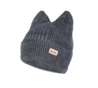 SHIDXIB 1Pcs Candy Color Cat Beanie with Ears Lightweight Elastic Skull Cap Trendy Elastic Beanies Warm Knit Hats for Women Autumn & Winter Grey, Grey, One Size