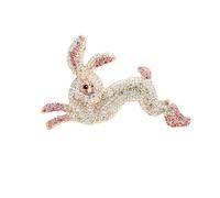 SHIDXIB 1Pcs Elegant Pink Rabbit Brooch with Inlaid Zircon for Women Weddings and Special Occasions
