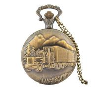 SHIDXIB 1Pcs Men's Vintage Big Truck Forest Pointer Pocket Watch with Chain for Car Truckers Gift