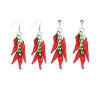 SHIDXIB 2Pairs/4pcs Spicy Red Pepper Earrings Hilarious Resin Simulation Lifelike Food Pendant Unique Fashion Accessory for Chili Lover