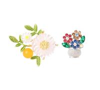 SHIDXIB 2Pcs Alloy Rhinestones Stylish Flower Basket Brooch Pin and Elegant Floral Brooch Pin Chic Cute Plant Shaped Brooch Pin Accessories