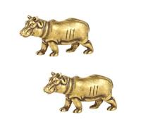 SHIDXIB 2Pcs Antique Brass Hippopotamus Ornament Unique Desktop Decor for Home Office and Living Room