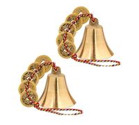 SHIDXIB 2Pcs Chinese Feng Shui Bell for Wealth and Safe Peace and Success Feng Shui Element Door Chime or Decor