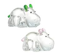 SHIDXIB 2Pcs Crystal Hippo Figurines Art Glass Hippo Animal Craft Decoration Ornament for Table Home Decoration