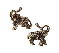 SHIDXIB 2Pcs Pure Brass Elephant Statue Elephant Design Decoration Craft Lucky Animal Figurine Small Pendant Ornament