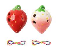 SHIDXIB 2Pcs Red and Red-White Strawberry-Shaped Ceramic 6-Hole Ocarina Musical Instrument for Middle C Key