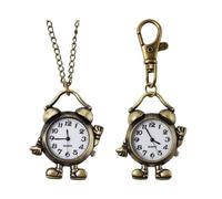 SHIDXIB 2Pcs Vintage Bronze Human Shape Pocket Watch Keychain Novelty Quartz Nurse Watch Bag Accessory, Bronze
