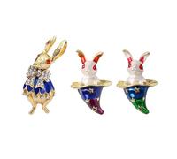 SHIDXIB 3Pcs Rhinestone Bow Rabbit Brooch Pin for Women Men Gold Plated Fashion Cute Crystal Bow Enamel Cartoon Bunny Gentleman Brooches Lapel Pins Brooch Pin Accessories