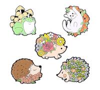SHIDXIB 5Pcs Cute Animal Enamel Lapel Pins Hedgehog Cat Frog Flower Design for Men and Women