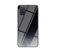 SHIEID Case for Samsung Galaxy A51 Case,Marble Clear Tempered Glass Case Soft Silicone Phone Cover Case Suitable for Samsung Galaxy A51-Star Crescent Moon