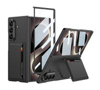 SHIEID Case for Samsung Galaxy Z Fold8 Ultra, Card Holder Stand Cover, Built-in Screen Protector, Slim PU Leather Protective Case, Stealth Black