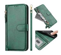 SHIEID Wallet Case Compatible with Redmi A5, Premium PU Leather [Magnetic Closure][Card Slots][Zipper Pocket], Cover for Redmi A5 Shockproof Flip Green